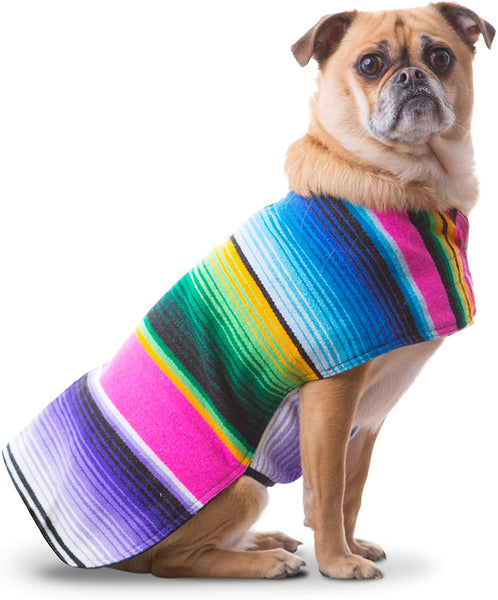 Handmade Dog Poncho from Mexican Serape Blanket - Dog Clothes - Coat - Costume - Sweater - Vest