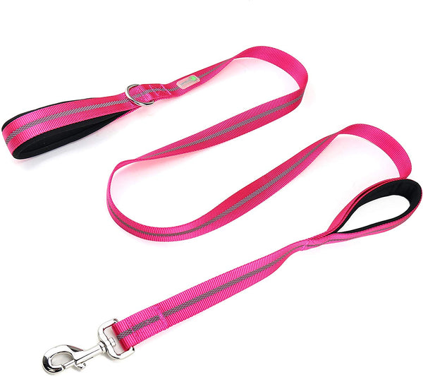 DCbark Dual Handle Lead, Double Padded Traffic Handle Dog Leash, Reflective Leash with 2 Comfortable Handles