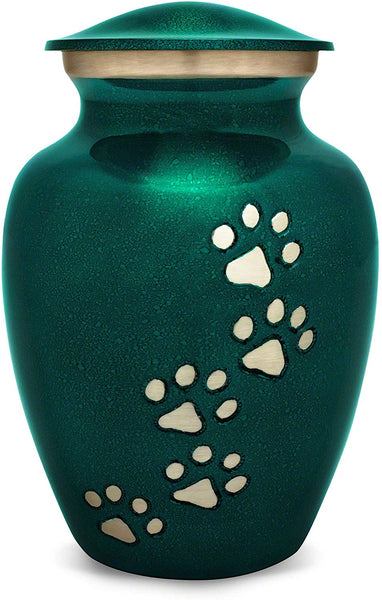 Best Friend Services Ottillie Paws Series Pet Urn for Dogs and Cat Ashes, Hand Carved Brass Pet Cremation Urns