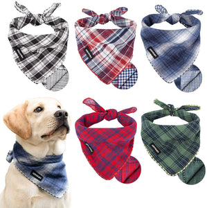 IOKHEIRA Plaid Dog Bandana 5pcs Double Reversible Scarf Buffalo Plaid for Puppy Large Small Medium Fall Dogs Bandanas Printing Scarves Dogs Accessories Square Kerchief