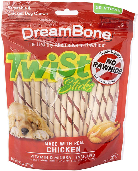 DreamBone Twist Sticks, Rawhide-Free Chews for Dogs, with Real Chicken