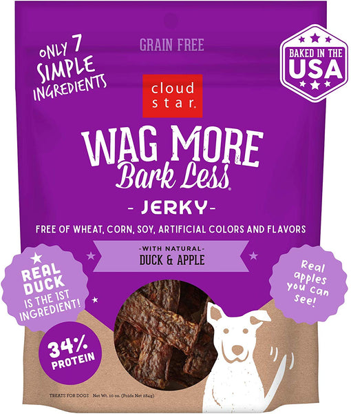 Cloud Star Wag More Bark Less Grain Free, Real Meat Jerky Dog Treats, Small Batch & Made in USA