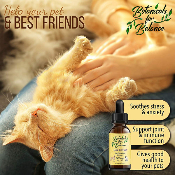 Botanicals for Balance Pet Drops Hemp Extract Supplements for Stress, Anxiety, Support Joints, Immune Function, Overall Wellness and Healthy Aging.