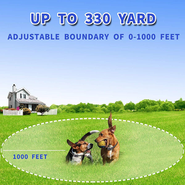 JUSTPET Wireless Dog Fence + Remote Dog Training Collar 2-in-1 System, Safe Harmless Electric Dog Wireless Fence Adjustable Range, Waterproof Reflective Collar