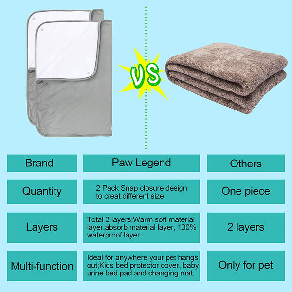 Paw Legend Multiple Sizes Waterproof Dog Blanket for Couches,Sofa,Bed and Car | Pet Fleece Incontinence Blanket Pad for Dogs,Puppies,Cats and Kids