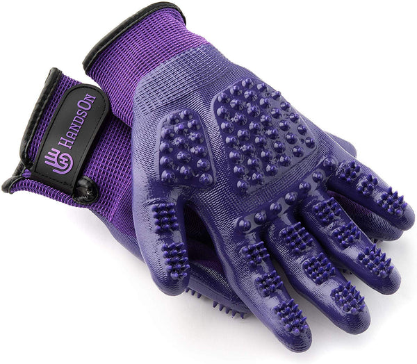 Handson Pet Grooming Gloves - #1 Ranked, Award Winning Shedding, Bathing, Hair Remover Gloves for Cats, Dogs, and Horses (2 Pairs, Same Color)