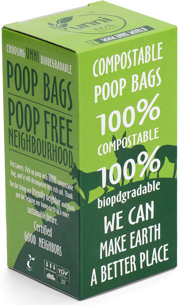 UNNI 100% Compostable Dog Poop Bags, Extra Thick Pet Waste Bags, 120 Count, 8 Refill Rolls, 9x13 Inches, Earth Friendly Highest ASTM D6400, Europe OK Compost Home and Seedling Certified, San Francisco