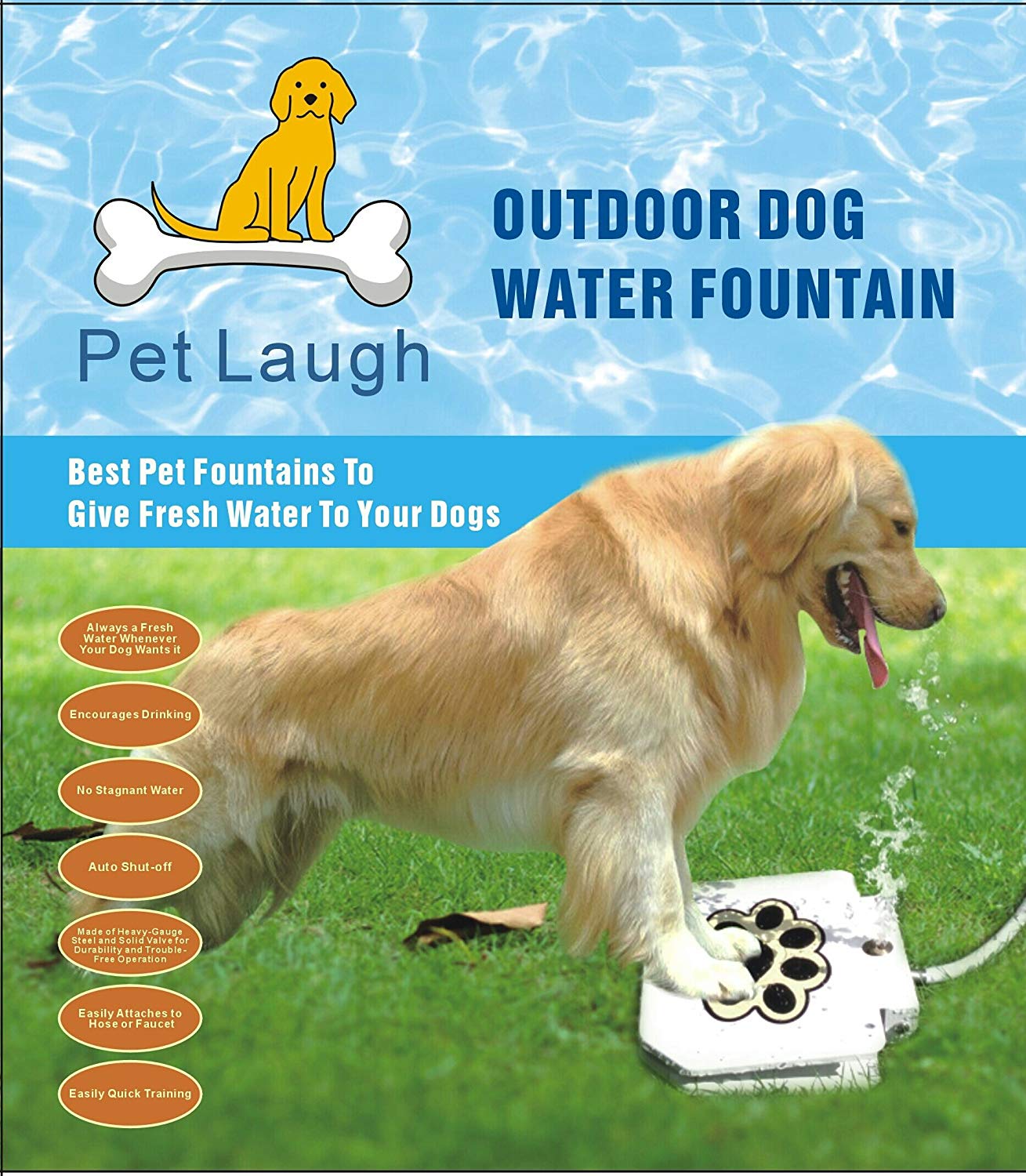 Pet Laugh UPDATED VERSION Dog Water Fountain Automatic Dog Waterer Step-on Outdoor Fresh Cold Drinking Water for Dogs, UPDATED VERSION NO LEAKAGE AT ALL