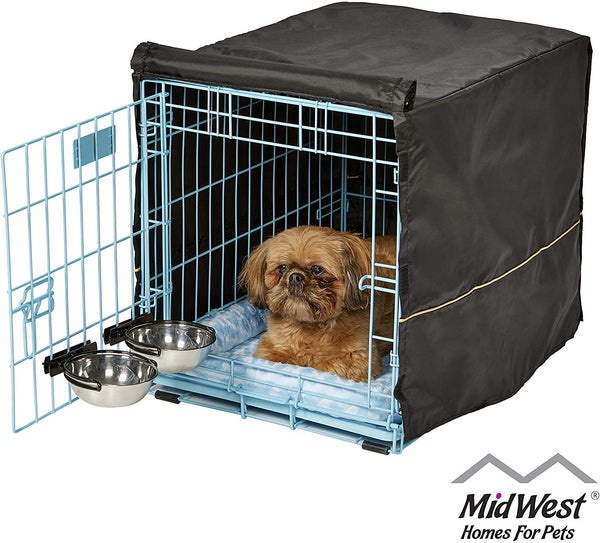 MidWest iCrate Starter Kit | The Perfect Kit for Your New Dog Includes a Dog Crate, Dog Crate Cover, 2 Dog Bowls & Pet Bed | 1-Year Warranty on ALL Items