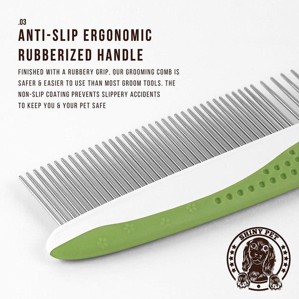 Dog Comb for Removes Tangles and Knots - Cat Comb for Removing Matted Fur - Grooming Tool with Stainless Steel Teeth and Non-Slip Grip Handle - Best Pet Hair Comb for Home Grooming Kit - Ebook Guide