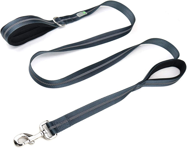 DCbark Dual Handle Lead, Double Padded Traffic Handle Dog Leash, Reflective Leash with 2 Comfortable Handles