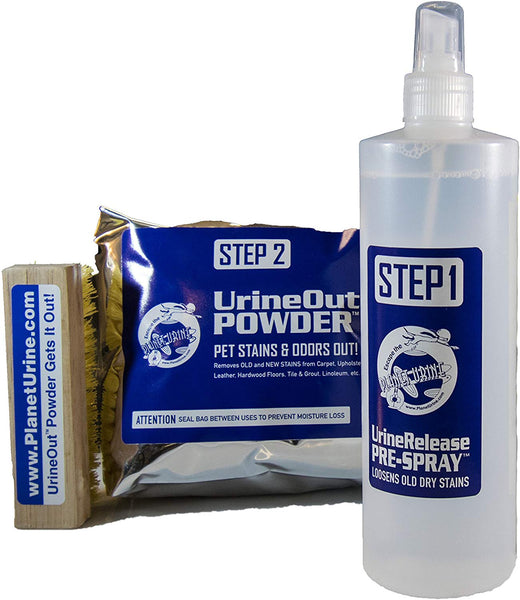 UrineRelease PreSpray & UrineOut Powder - Pet Urine Odor Eliminator, Dog & Cat Stain & Pee Cleaner Solution for All Surfaces