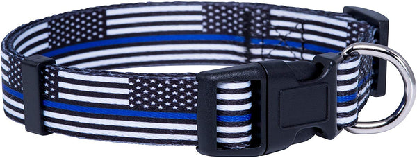 Native Pup Thin Blue Line Flag Dog Collar