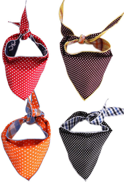 Tail Trends 4 Pack Pet Dog Bandanas Triangle Bib Scarf Assortment of Designs Available - 100% Cotton