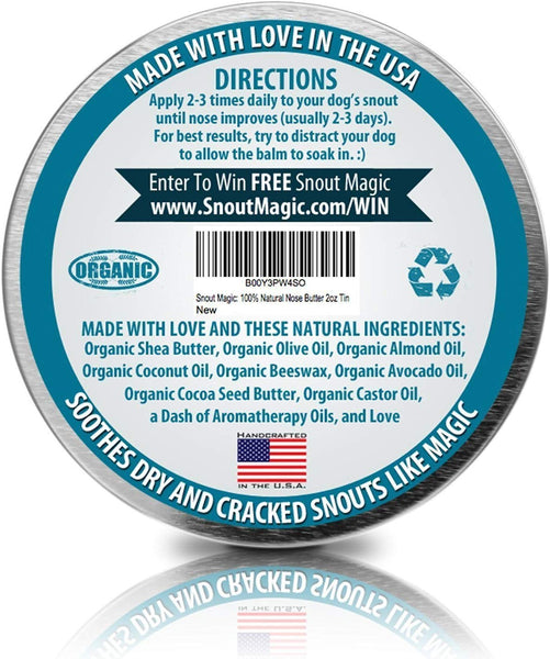 Snout Magic: 100% Organic and Natural Dog Nose Butter (2oz) - Proven to Cure Your Dog's Dry, Chapped, Cracked, and Crusty Nose