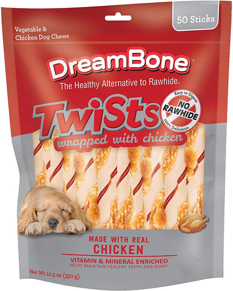 DreamBone Twist Sticks, Rawhide-Free Chews for Dogs, with Real Chicken