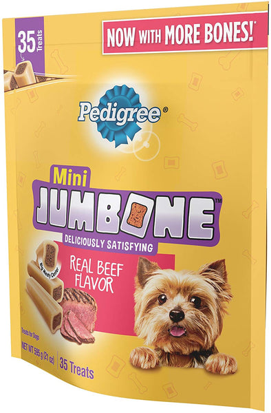 PEDIGREE JUMBONE Real Beef Flavor Mini Dog Treats - 21 Ounces (35 Treats)