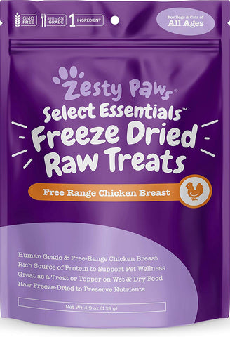 Freeze Dried Chicken Treats for Dogs & Cats - Raw Human Grade & Free Range Chicken Breast - Healthy Dog & Cat Training Snacks + Topper for Wet & Dry Food - Rich Source of Protein & Amino Acids