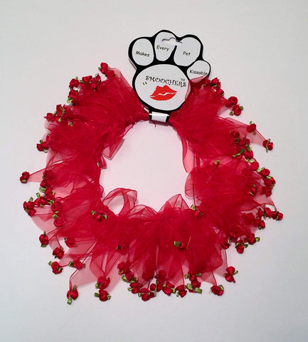 Red Roses Pet Smoochers Elastic Collar By Pet Mirage