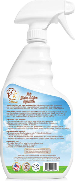 Pet Stain & Odor Miracle - Enzyme Cleaner for Dog and Cat Urine, Feces, Vomit, Drool