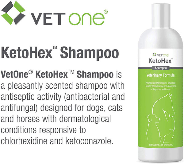 vetone - KetoHex Antifungal & Antibacterial Veterinary Formulated Shampoo for Dogs, Cats, Horses, 16 oz