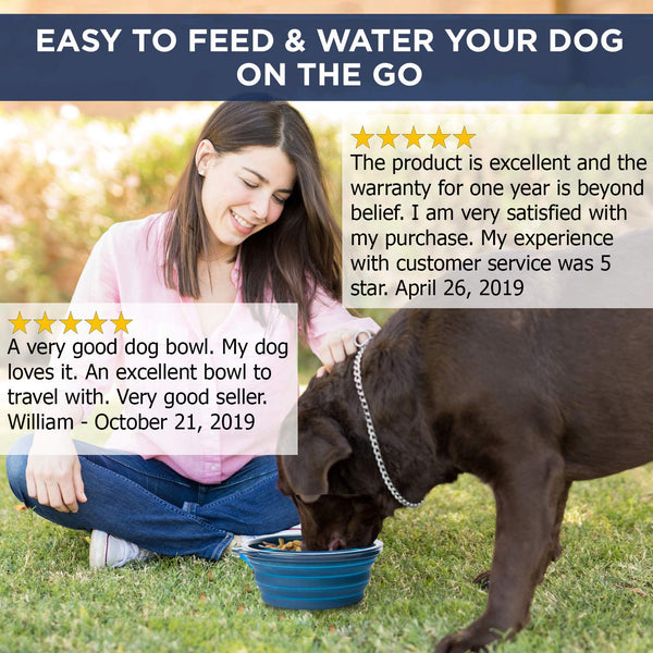 Bonza Large Collapsible Dog Bowl, Hiking Dog Bowl for Large Dogs, Lightweight, Sturdy, Leak Proof, Food Safe, Premium Quality Travel Pet Bowl Solution