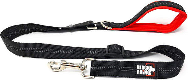 Black Rhino – Dog Leash Adjustable Length (3-5 Feet) with Soft Neoprene Padded Handle | Heavy Duty Lead for Easy Control | Small Medium Large Breeds | Reflective Stitching