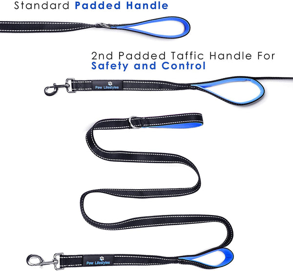 Paw Lifestyles Heavy Duty Dog Leash - 2 Handles - Padded Traffic Handle for Extra Control, 7ft Long - Perfect Leashes for Medium to Large Dogs