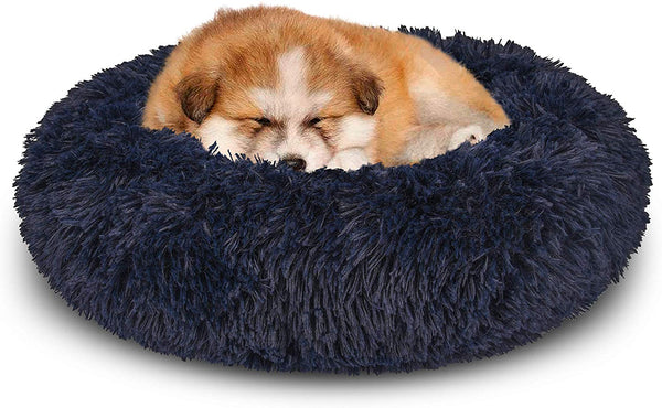 AIPERRO Pet Bed for Small Dogs and Cats Donut Cuddler Fur Round Dog Bed Soft Plush Fluffy Indoor Cat Bed, Anti Slip Bottom, 20\/23\/30 Inch for Puppy and Kitties