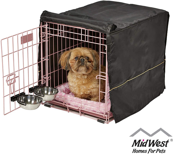 MidWest iCrate Starter Kit | The Perfect Kit for Your New Dog Includes a Dog Crate, Dog Crate Cover, 2 Dog Bowls & Pet Bed | 1-Year Warranty on ALL Items