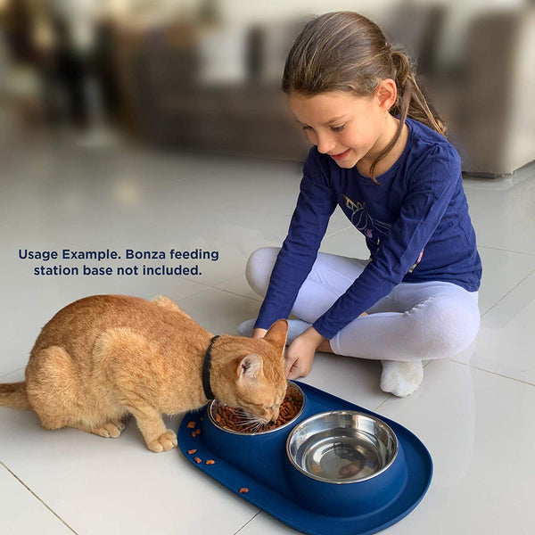 Bonza Two Piece  Replacement Stainless Steel Dog Bowls for Pet Feeding Station. For Small Dogs and Cats,12oz