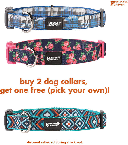 Friends Forever Pattern Dog Collar for Dogs, Fashion Print Leopard Zebra Cute Puppy Collar, Available in Size Small\/Medium\/Large