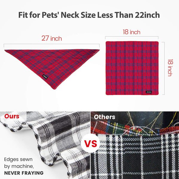 IOKHEIRA Plaid Dog Bandana 5pcs Double Reversible Scarf Buffalo Plaid for Puppy Large Small Medium Fall Dogs Bandanas Printing Scarves Dogs Accessories Square Kerchief