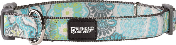 Friends Forever Paisley Dog Collar for Dogs, Fashion Print Garden Pattern, Cute Puppy Collar, Available in Size Small\/Medium\/Large