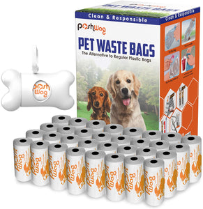 PoshWag Dog Poop Bags [360 Count] with Free Dispenser and Leash Clip - Best Pet Waste Poop Bag Refill [20 Rolls]