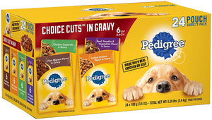 Pedigree Choice Cuts In Gravy Adult Wet Dog Food Variety Pack, (24) 3.5 Oz. Pouches