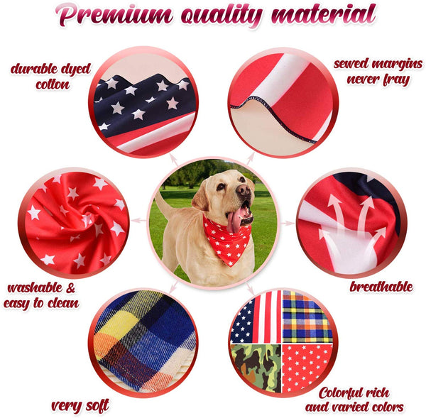 Dog Bandana, Bibs Scarf for Pet – 4Pcs Washable Cotton Triangle Kerchief, Adjustable Neckerchief Accessories for Small to Large Dogs Cats Pets, BONUS Pet Bowl Collapsible Silicon with Free Carabiner