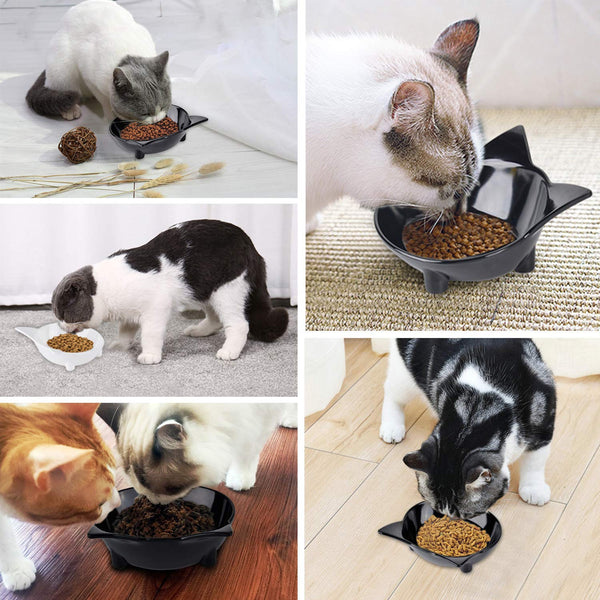 Cat Bowls Cat Food Bowls Non Slip Cat Double Dish Pet Food & Water Bowls Raised Puppy Food Bowl Stress Relief Feeder Bowls Wide Dish Pet Bowl for Dogs Cats Rabbits, (Safe Food-grade Melamine Material)