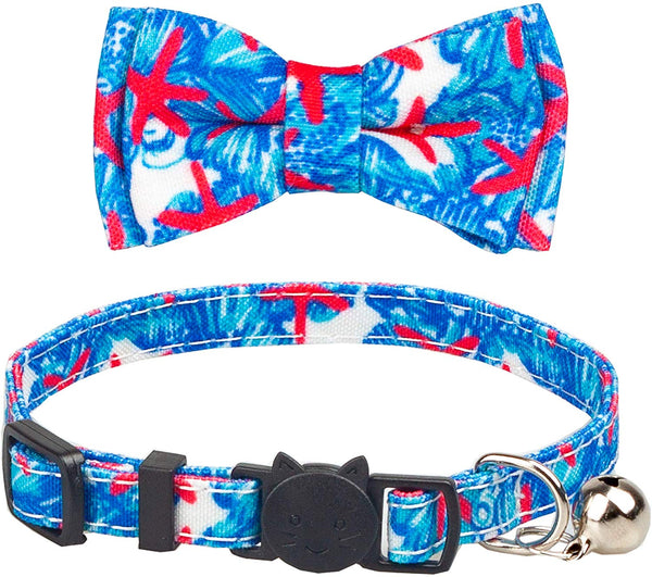 Gyapet Collar for Cats Pets Breakaway with Bell Bowtie Floral Bow Detachable Adjustable Safety Puppy