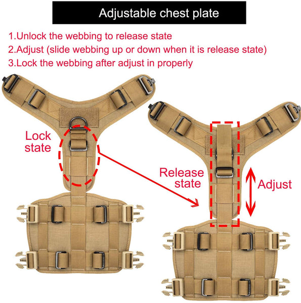 ICEFANG Tactical K9 Operation Harness,Working Dog MOLLE Vest,3\/4 Body Coverage,Hook and Loop Panel for ID Military Badge Patch,Reinforced Handle,No Pulling Front Clip