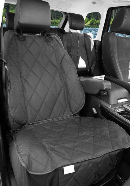 BarksBar Pet Front Seat Cover for Cars - Black, Waterproof & Nonslip Backing with Anchors, Quilted, Padded, Durable Pet Seat Covers for Cars, Trucks & SUVs