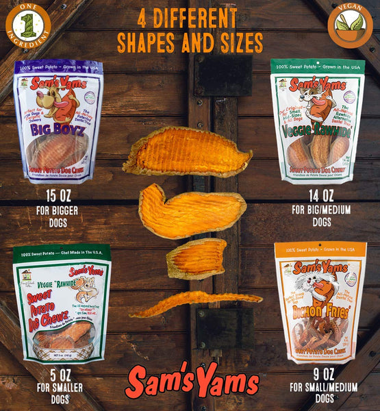 Sam's Yams Sweet Potato Dog Chewz - 6 Pack - Value Pack Veggie Rawhide