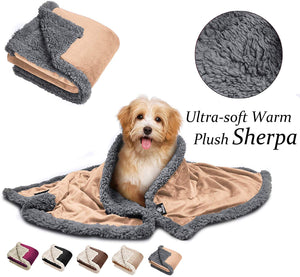 Pawsse Sherpa Puppy Blanket for Small Dogs Kitten, Warm Flannel Plush Pet Bed Blanket Reversible, 45"x30"