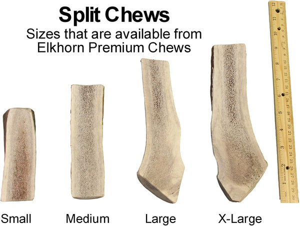 Elkhorn Premium Chews Large, Split, Single Pack Grade A Premium Elk Antler Chew for 30+ lb Dogs – Naturally shed from Wild elk – No Mess, No Odor – Made in The USA