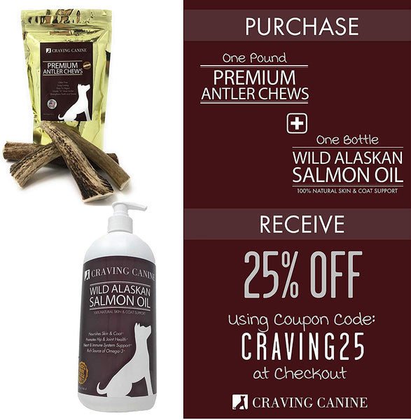 Craving Canine Grade A USA Deer Antlers for Dogs! Odorless, Split-Resistant Horns for Aggressive Chewers! Long Lasting & Easy to Digest Antler Full of Glucosamine for Healthy Joints! 1 lbs