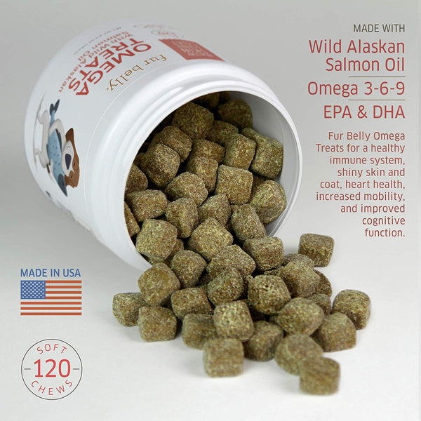 Omega 3 Fish Oil for Dogs - Wild Alaskan Salmon Oil for Dogs - DHA & EPA Fatty Acids - Healthy Skin & Coat - Dog Allergy & Dog Itch Relief - Joint & Immune Support -120 Soft Chew Dog Treats