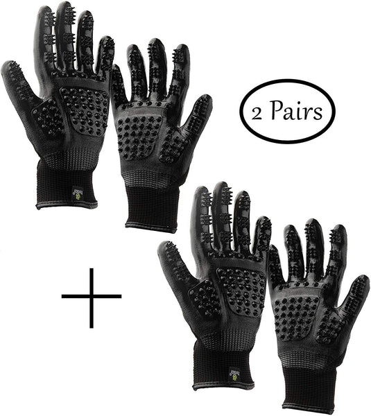 Handson Pet Grooming Gloves - #1 Ranked, Award Winning Shedding, Bathing, Hair Remover Gloves for Cats, Dogs, and Horses (2 Pairs, Same Color)
