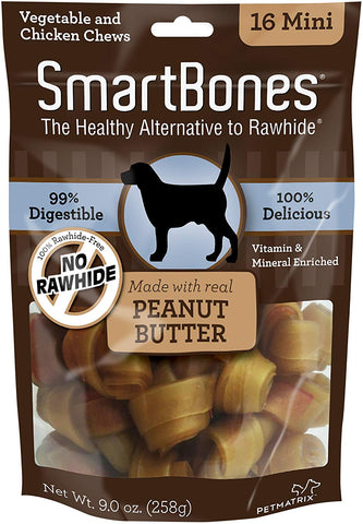 Smartbones Peanut Butter Dog Chew, Mini, 16 Pieces/Pack