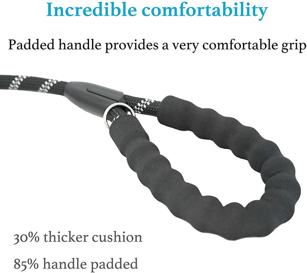 iYoShop Dual Dog Leash, Double Dog Leash, 360 Swivel No Tangle Double Dog Walking Training Leash, Comfortable Shock Absorbing Reflective Bungee for Two Dogs, Black, Medium Large