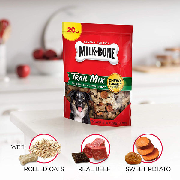 Milk-Bone Trail Mix Chewy and Crunchy Dog Treats, Beef & Sweet Potato